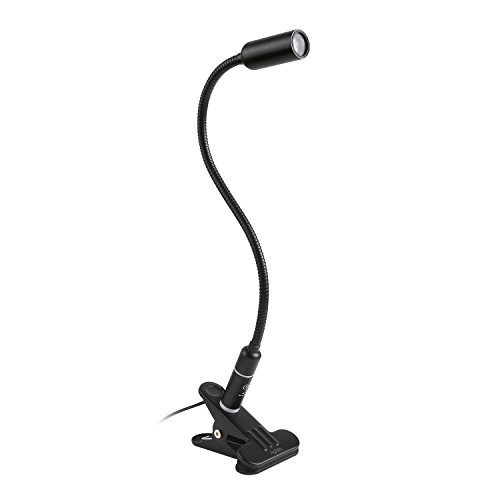Aglaia Lampe Bureau Pince LED 4W, Lumière Blanc Naturel, avec 3 Niveaux de Luminosité Réglable (Noire)