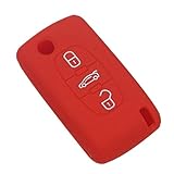 100 nuevo y de alta calidad. Happyit Silicona Caja de la Llave del Coche Cubrir para Peugeot 107 207 307 407 308 607 Citroen C1 C2 C3 C4 C5 C6 C8 3 Botóns (Rojo)