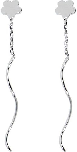 Luckyfree 925 Pure Silver Ear-Wire Flowers Short Waves Ear Link Earrings Girl