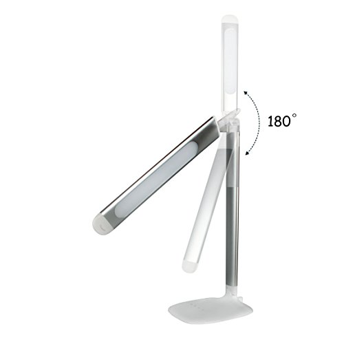 ALED LIGHT ®6W Dimmable LED Desk Lamp ,3 Light Farbenmodi LED Tischlampe, 5 Helligkeitsstufen Dimmbar 180° Faltbar mit Nachtlicht-Funktion ,Silber, 9 Warmweiß Leds ,18 Kaltweiß Leds，USB Port[Energieklasse A] - 6