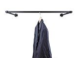  Garderobe Schwarz Metall, Breite 60, 90 oder 110cm, für Kleiderbügel, Wandbefestigung im Industrial Design Wandgarderobe Kleiderstange