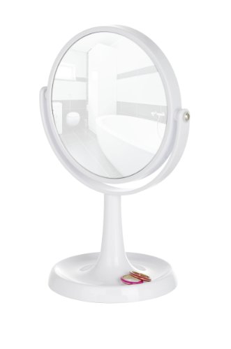 Wenko 3656520100 Kosmetik Standspiegel Rosolina weiß, Spiegelfläche ø 15cm, 500% Vergrößerung, Kunststoff, 19.5 x 28 x 14 cm, weiß