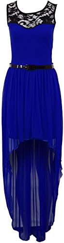 Ladies Lace Black Ivory Red Chiffon High Low Fishtail Maxi Women's Dress 8-14 [Royal Blue, UK 12]
