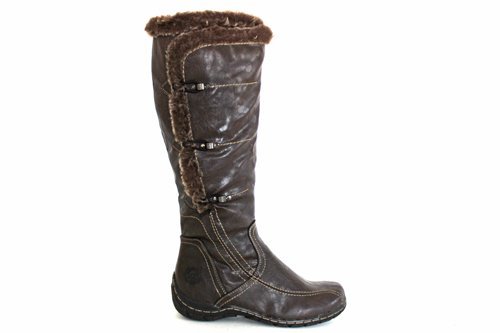 F1896Db Marco Tozzi Womens Flat Brown Faux Fur Trim Tall Winter Boots Size Uk 4