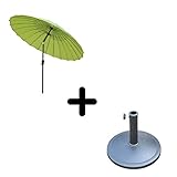 Angel Living 250cm Parasol de Jardin Parasol Rond en Aluminium, avec MéCanisme D'Inclinaison de Manivelle pour Le Patio et Jardin (Parasol Vert Pomme,avec la Base Rond 10kg)