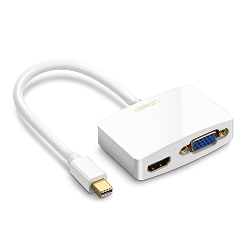 UGREEN Mini Displayport auf hdmi Adapter Thunderbolt auf Vga 2 in 1 HDTV Konverter 1080P für Apple Mac Book, MacBook Pro, MacBook Air, Mac Mini und iMac,Microsoft Surface Pro/ Pro 2/ Pro 3, Thinkpad X1/ Carbon/ Touch/ Helix weiß