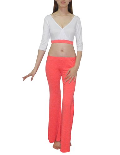 2 PCS SET: Womens Belly Dance 3/4 Sleeves Cropped Top & Pant Set