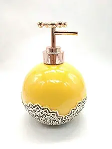 TOTO DEALS Ceramic Antique Tap Nozzle Design Liquid Soap Dispenser (Capacity: 350ml, Yellow)