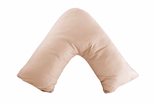 ADAM,s 350 Thread Count Plain Dye V Shaped BACK &amp; NECK SUPPORT ORTHOPEDIC NURSING PREGNANCY FEEDING PILLOWCASE CUSHION COVER, 100% EGYPTIAN COTTON , COLOR OYSTER GOLD