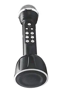 VRJTEC Handheld Wireless Microphone Mic with Audio Recording Bluetooth Speaker & Karaoke Feature Compatible with All Smartphones (Black)