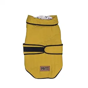 Mutt of Course Yellow Flap Dog Jacket (Waterproof + Windproof) (Size = Neck 24-26 | Chest 30-32 | Length - 29