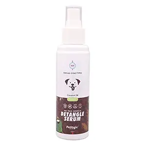 Petlogix Natural Detangle Serum Oil Enriched with Coconut Oil for Dog, Puppies & Cat All Seasons Pet Spray for Every Coat Type, 120ml