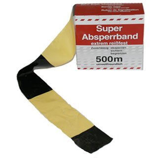 Preisvergleich Produktbild Absperrband 80mm breit, 500 Meter aus LDPE, gelb / schwarz