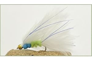 TROUTFLIES UK LURE FLIES 12 pack of Goldhead Beaded Blue Flash Cats Whisker Lures Fishing Flies. Size 10