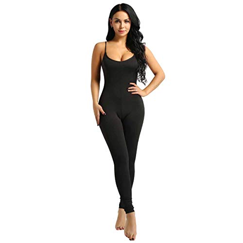 inhzoy Justaucorps de Danse Femme Body Combinaison de Gymnastique Fitness sans Manche Bodysuit Sculptant Sport Yoga Bodystocking Jumpsuit Pantalon S-XL