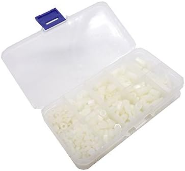 300pcs M3 Nylon Hex Spacers Screw Nut Stand-off Plastic Accessories Assortment Kit (White)