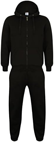 OutFit Designer New Mens Tracksuit Set Fleece Hoodie Top Bottoms Jogging Joggers Gym Full Zip Tracksuits Sweat Sports (Small, Black)