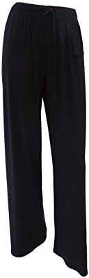 CL Ladies Womens Pull On ITY Trouser Jersey Wide Leg Casual Trouser Pants with Elasticated Waist - Black &amp; Navy Sizes S-XXL (XXL (22-24), Black)