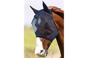XPERT SUPPLIER Horse Fly Mask Standard with Ears with Comfort Fleece padding UV Protection for horse Breathable(Cob, Pony, Full) Mesh