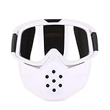 ♥Tamaño:185x180MM Epinki Adulto PC Coche de Carreras Gafas Protectoras Gafas de Protección Gafas de Motocicleta Gafas de Campo a Través Control de la Arena para Motocicleta Bicicleta, Blanco Plata