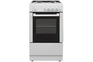 White Knight ATSCG50W Gas Cooker, 50cm Single Cavity, 4 Burner Hob, White