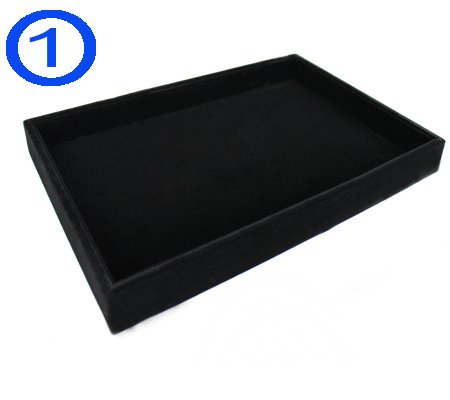 Yudu® 4 tlg. Samt -Vorlagebrett mit Haken Fächer für Ringe Ketten Schmuck schwarz - 3