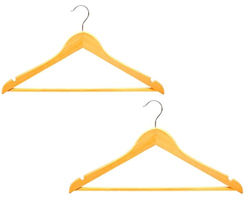 20 Kleiderbügel aus Holz mit Hosenstange und zwei Rock Kerben + 360 Grad Drehbar Holzbügel Garderoben Bügel Hosen Halter STAR-LINE® - 2