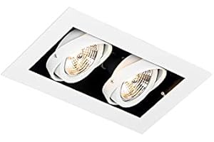 Qazqa Foco empotrable moderno blanco 2 luces orientable - ONEON 70 Acero Rectangular Adecuado para LED Max. 2 x 50 Watt
