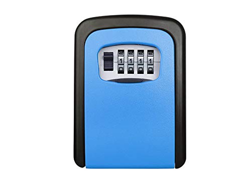 Preisvergleich Produktbild Neue blaue 4-Positionen-Kombinationsschloss Box Schlüssel Aufbewahrungsbox Wand-montiert Safe