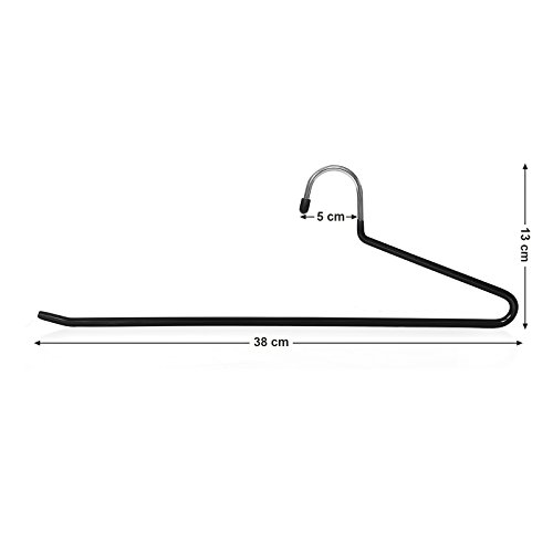 Songmics 20 Stück Metall Kleiderbügel Hosenbügel Ø 5 mm Draht Gummiert Rutschfest Schwarz 38 cm – verchromt CRI004-20 - 7