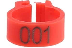 Tnfeeon 100PCS/Beutel 8MM Kunststoff-Taubenbänder Ringe, 001-100 nummerierte Kunststoff-Tauben-Vogelbeinbänder Ringe mit Nummer(rot)