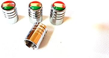4x Schrader Valve Cap Chrome Valve with Magyarország Hungary Flag Hungary Logo Valve for all Vehicles Cars, Trucks, Bus Models Set of 4