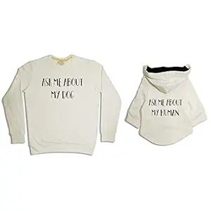 Ask Me About Printed Human Unisex Sweatshirt and Dog Hoodie Jacket Set.