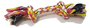 Gojira/ Pet/ Dog/ Cat Chew Rope Toy with Two Knots/ Tug Rope Toy /Interactive Teeth Cleaning/ Biting/ Training/ Playing Rope Toy- 10 inches (Color May Vary)