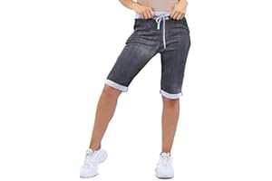 Chilgoza ew Italian Ladies Women's Elastic Waist Cotton Turn Up Shorts Size UK Fit 8-22