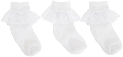Baby/Girls Cotton Rich Lace Frilly Top Socks With Floral Design (Pack Of 3)
