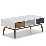 Mesa de centro modelo Leti fabricado con madera de pino macizo en color Blanco