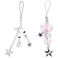 Denmile 2Pcs Kawaii Phone Charms for Iphone, Cute Phone Charm Girls, Anime Themed, Metal & Acrylic Material, Multipurpose Phone Strap & Bag Charm