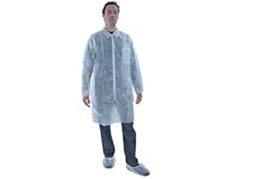 PRORISK Blouse jetable blanche avec fermeture pressions et poche T.XL - Unité(s)