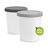 Bacs à glace avec couvercle 1L, 2 pièces, Récipients isotherme pour creme glacée, sorbet, yogourt, Moules à glace sans BPA, Boîtes de stockage