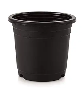 The Plants Cart Heavy Duty Flower Plastic Pot, 5 Inch,Pack of 25, Black
