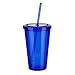 Produktbild HHOME 1Pcs 500ml Plastic Iced Tumbler Double-Walled Ice Cold Drink Coffee Juice Tea Travel Cup Bottle Mug with Straw Liquid Beaker Lid,Blue