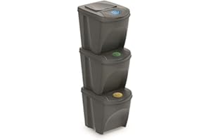 rg-vertrieb - Cubo de basura, sistema de separación de desechos (60 L, 3 recipientes de 20 L, 3 colores), color blanco