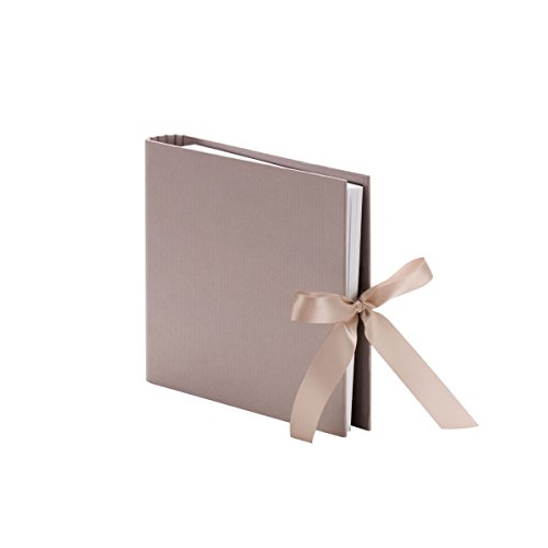Rössler Papier Fotoringbuch (50 weiße Seiten, 25 Blatt, 23 x 21 cm) taupe mit Schleife