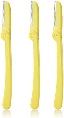 Eyebrow Shaper, Eyebrow Razor Shaper Cheek Facial Hair Remover Peach Fuzz Shaver Women’s Trimmer Shaving Grooming Kit-3 PCS- yellow
