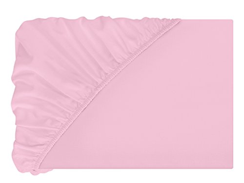 Gewebtes Eck-Spannbettlaken in 11 frischen Pastell-Farben und in 4 verschiedenen Größen erhältlich, 100% Baumwolle, 180 x 200 cm, rosa - 8