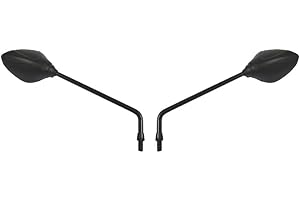 MY MOTO PARTS Pair of black motorcycle mirrors, 10mm, teardrop with long stem 190mm. Universal fit.