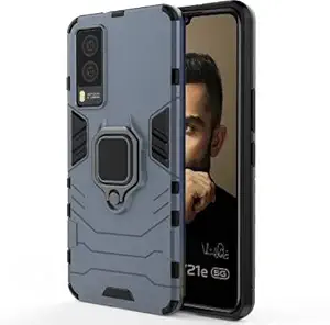 Lejaao Vivo V21E 5G D5 Armor case - Military Grade Case with Kickstand Ring Stand Cover, PC & TPU Impact-Resistant Bumpers Case for Vivo V21E 5G (Blue D5)
