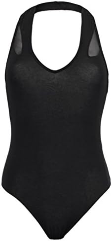 Ex River Island Black Mesh Leotard Bodysuit Body Top Size 8 10 12 14 16 18 (UK 10)