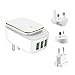 Price comparison product image USB Wall Charger Travel Adapter 17W 3-Port Wall Charger with LED Touch Night Light AUTO-ID technology Portable plug with EU/UK/AU USB charger adapter for iPhone,Macbook,Samsung,Kindle and Laptop